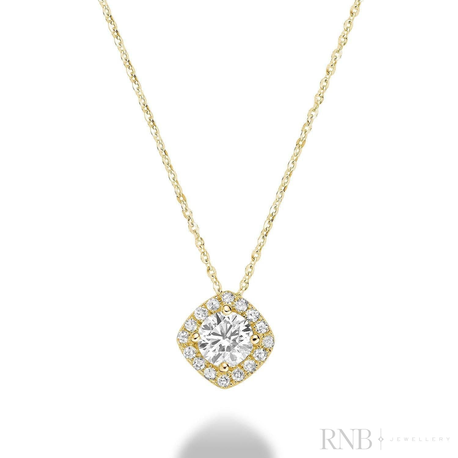 Cushion Shape Halo Diamond Pendant-RNB Jewellery