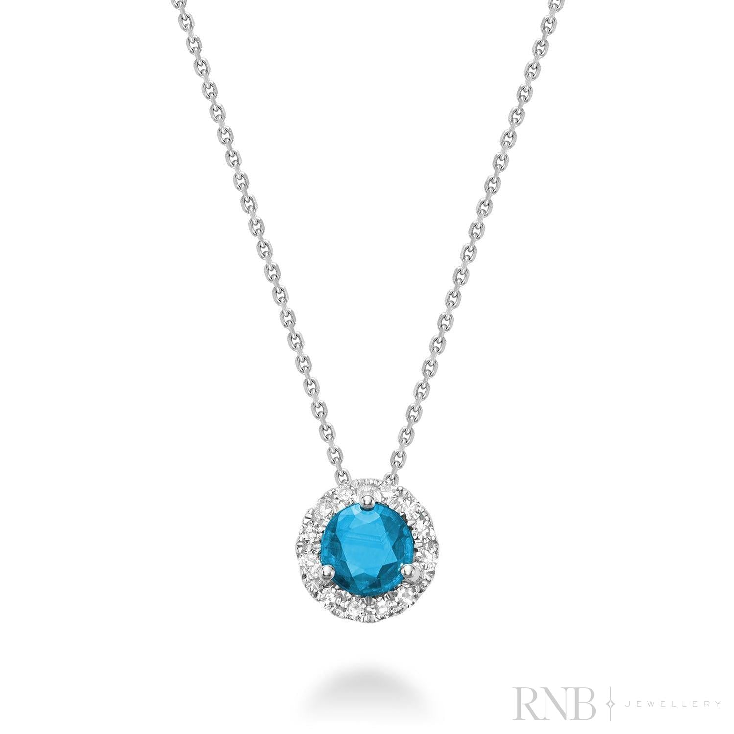 Precious Stone & Diamond Halo Pendant-RNB Jewellery