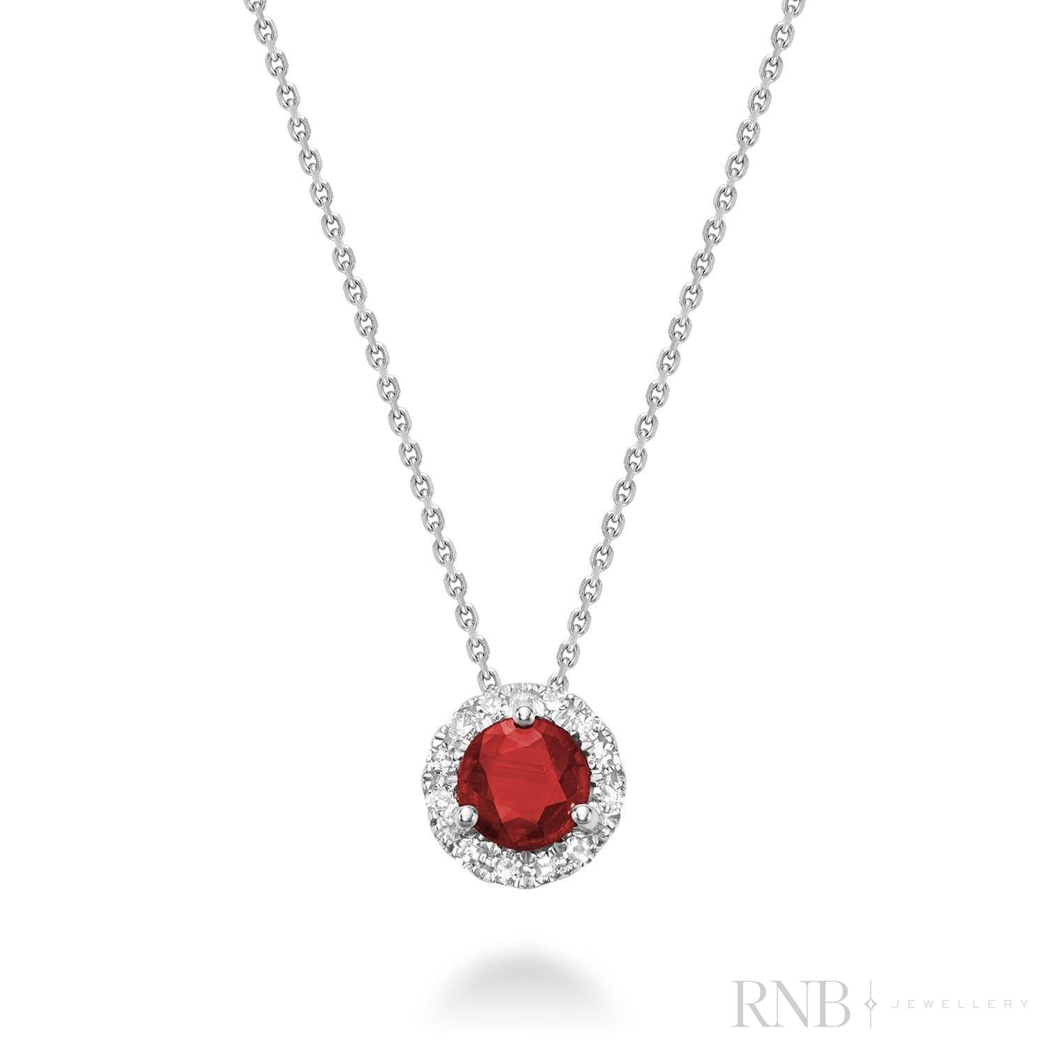 Precious Stone & Diamond Halo Pendant-RNB Jewellery