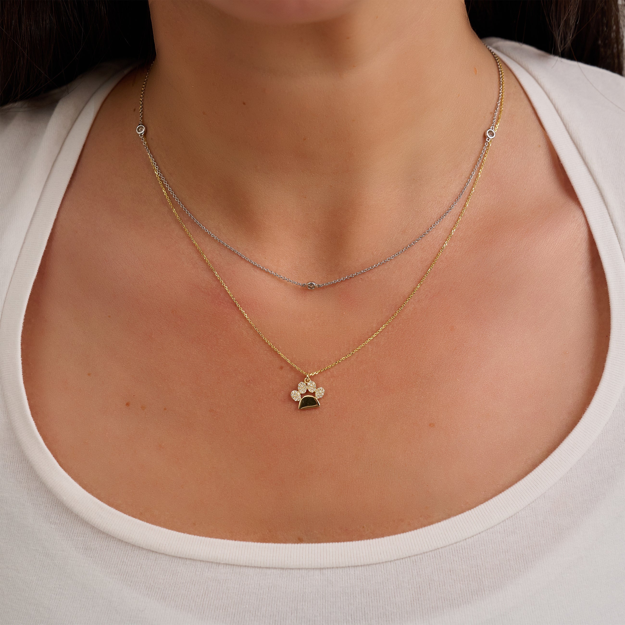 Paw Print Diamond Necklace