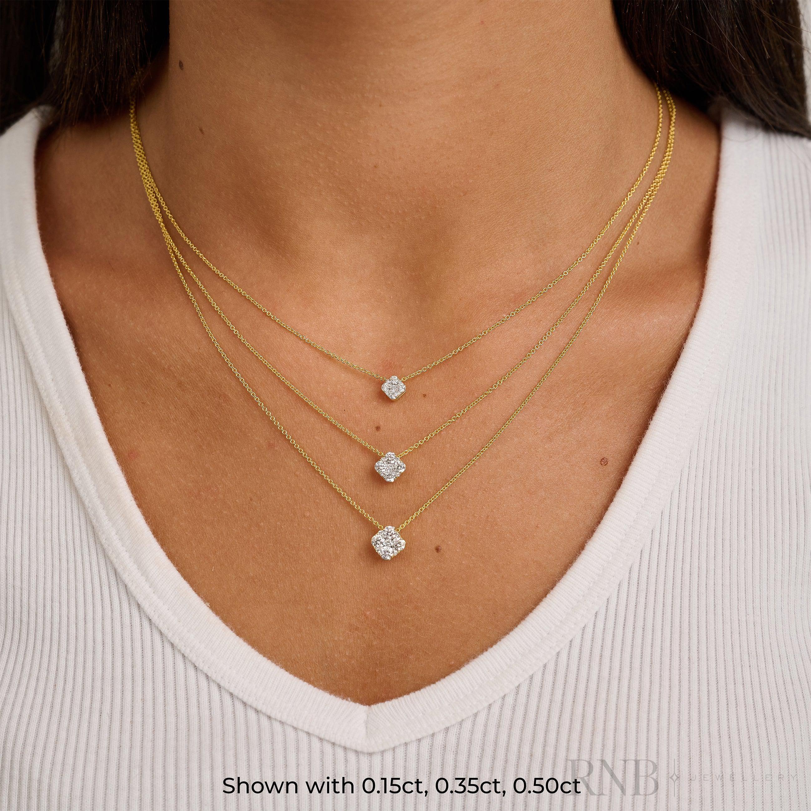 Cushion Diamond Necklace-RNB Jewellery