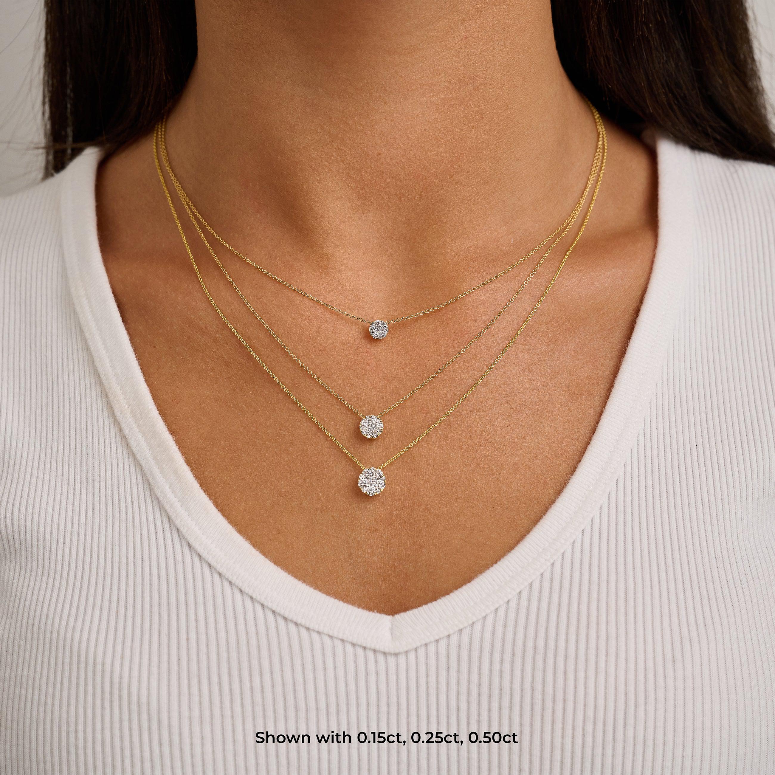 Round Illusion Set Diamond Necklace-RNB Jewellery