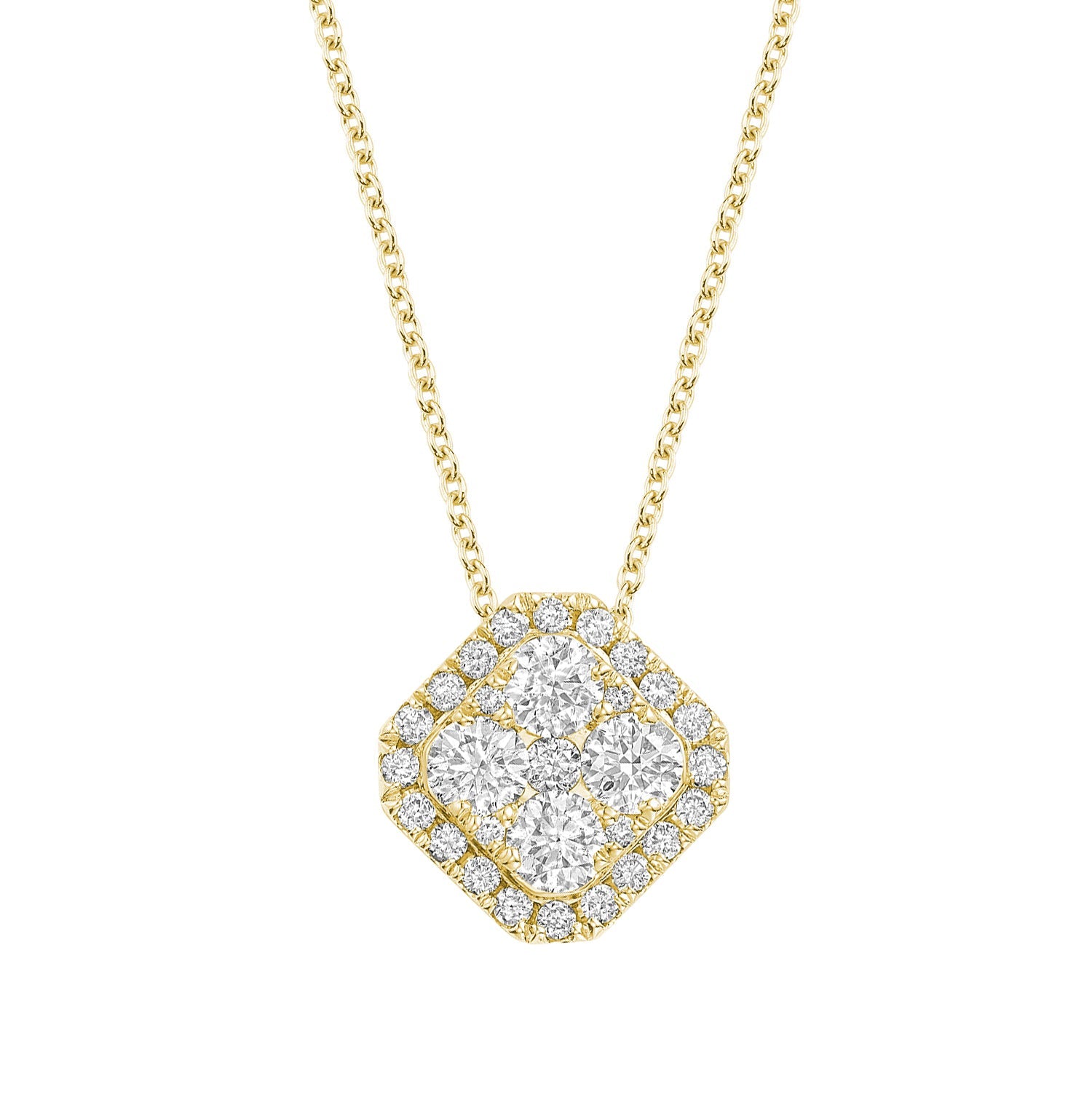 Cushion Illusion Set Diamond Necklace