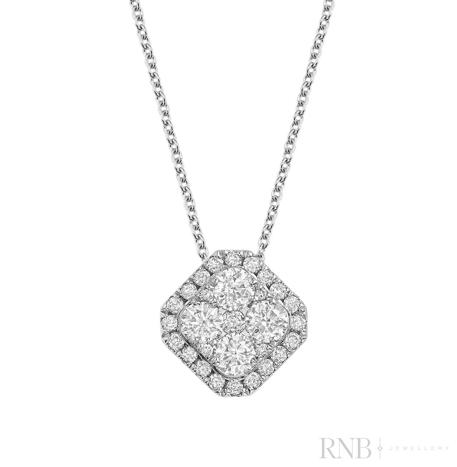 Cushion Illusion Set Diamond Necklace-RNB Jewellery