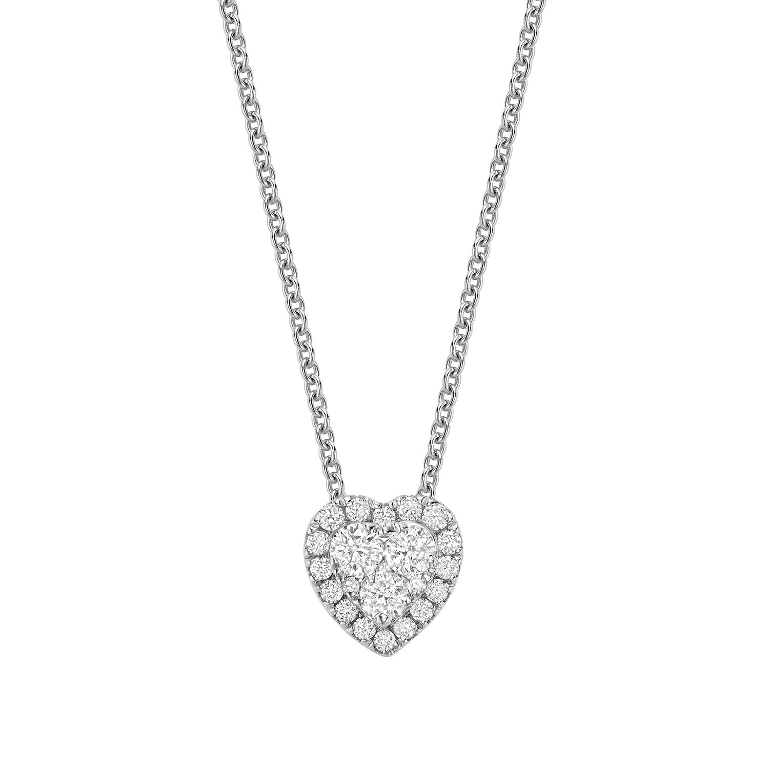 Heart Illusion Set Diamond Necklace