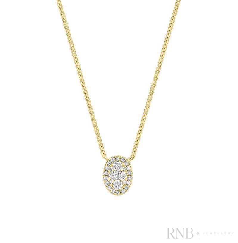 Oval Illusion Set Diamond Necklace-RNB Jewellery