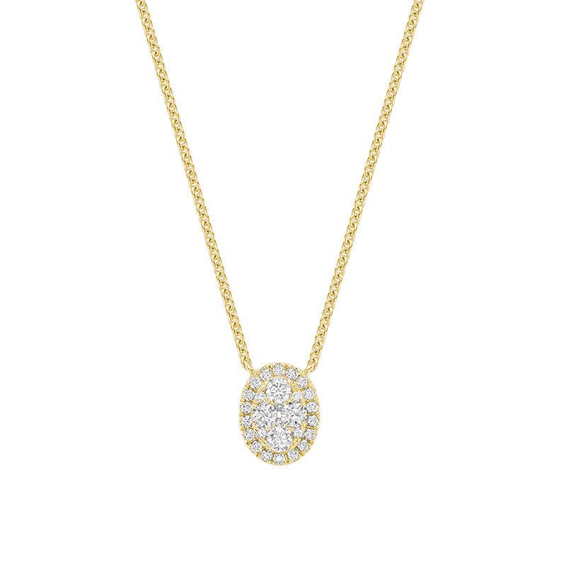 Oval Halo Illusion Diamond Pendant