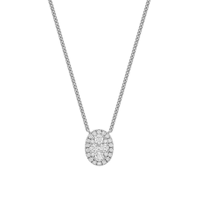 Oval Halo Illusion Diamond Pendant