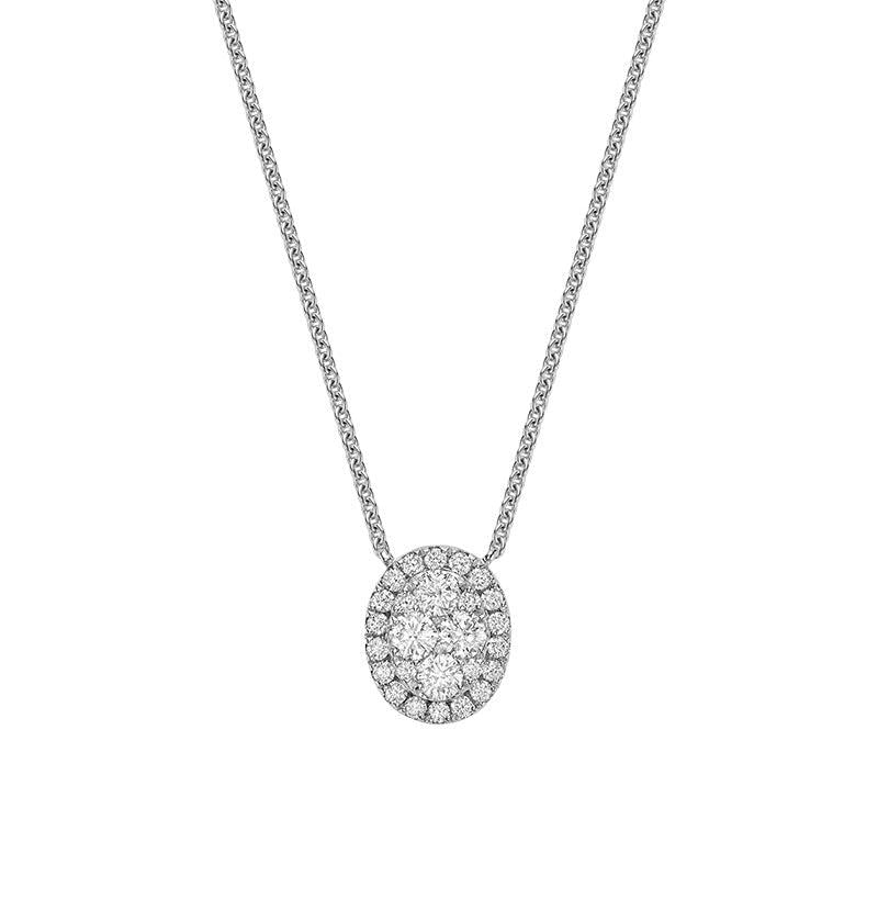 Oval Illusion Set Diamond Necklace-RNB Jewellery