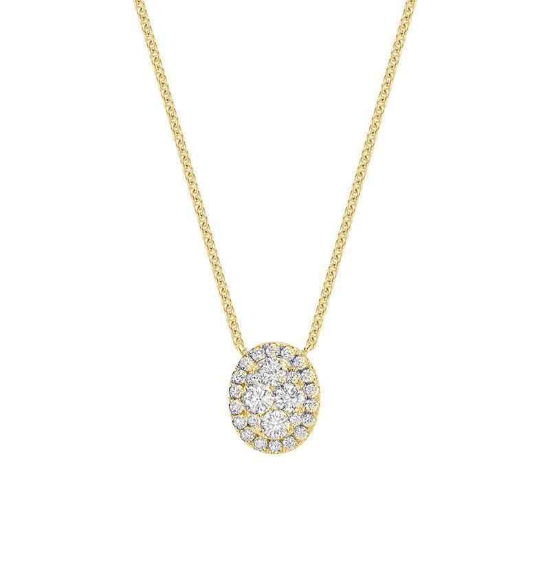 Oval Illusion Set Diamond Necklace-RNB Jewellery