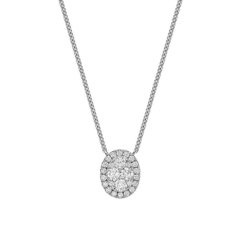 Oval Illusion Set Diamond Necklace