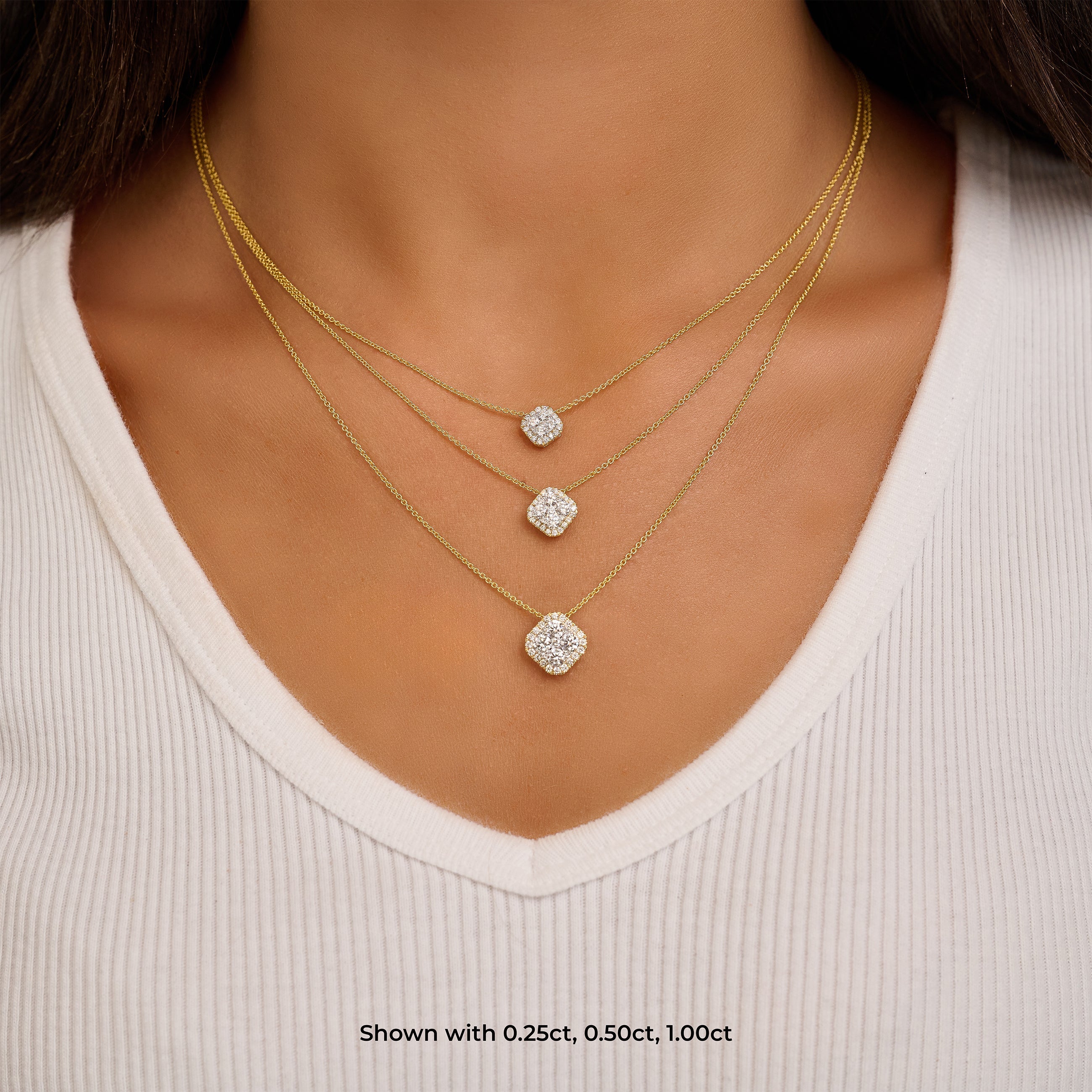 Cushion Illusion Set Diamond Necklace