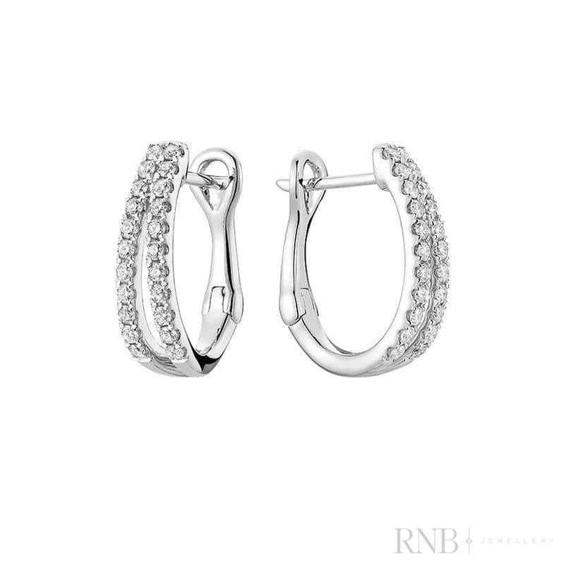 Double Row Diamond Loop Earrings-RNB Jewellery