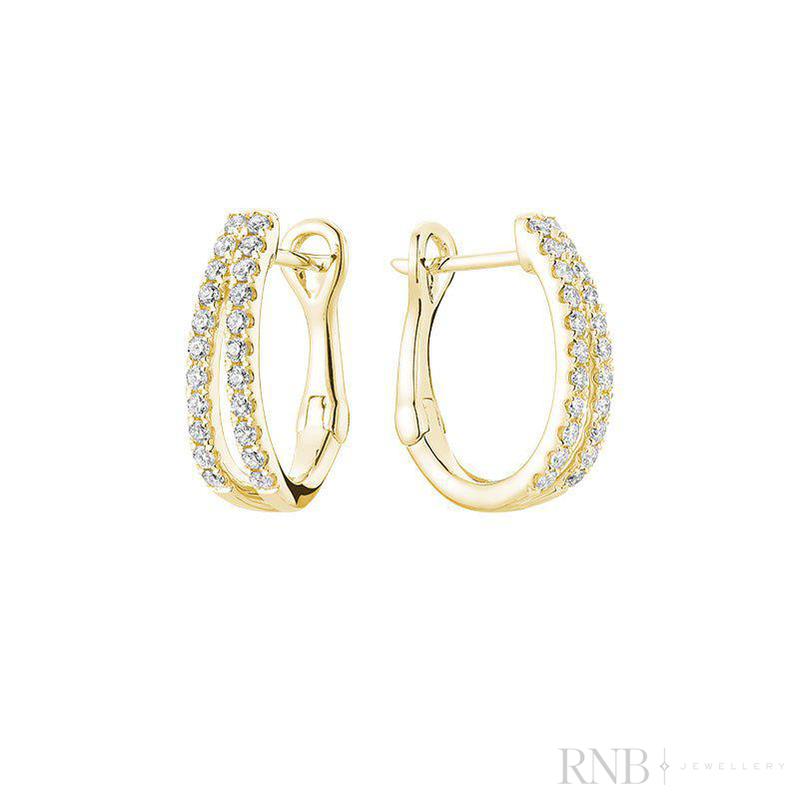 Double Row Diamond Loop Earrings-RNB Jewellery