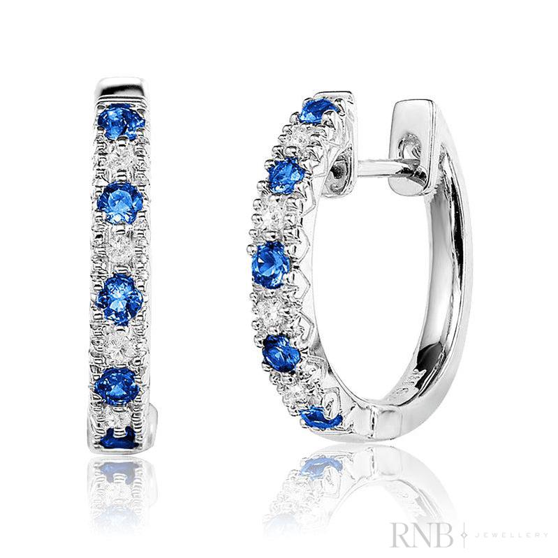 Precious Stone & Diamond Huggie Earrings-RNB Jewellery