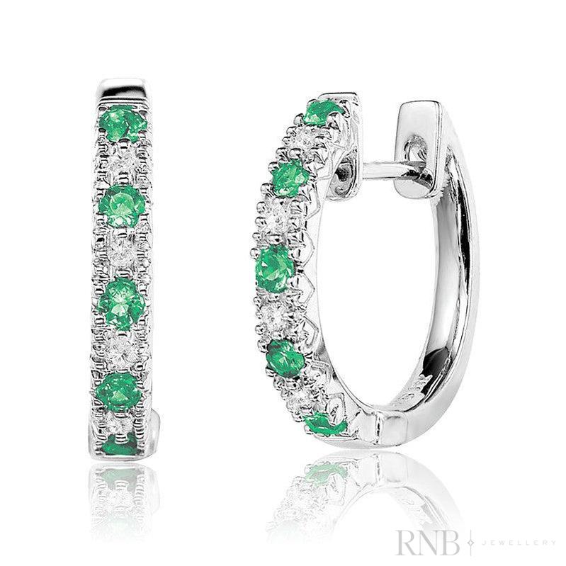 Precious Stone & Diamond Huggie Earrings-RNB Jewellery