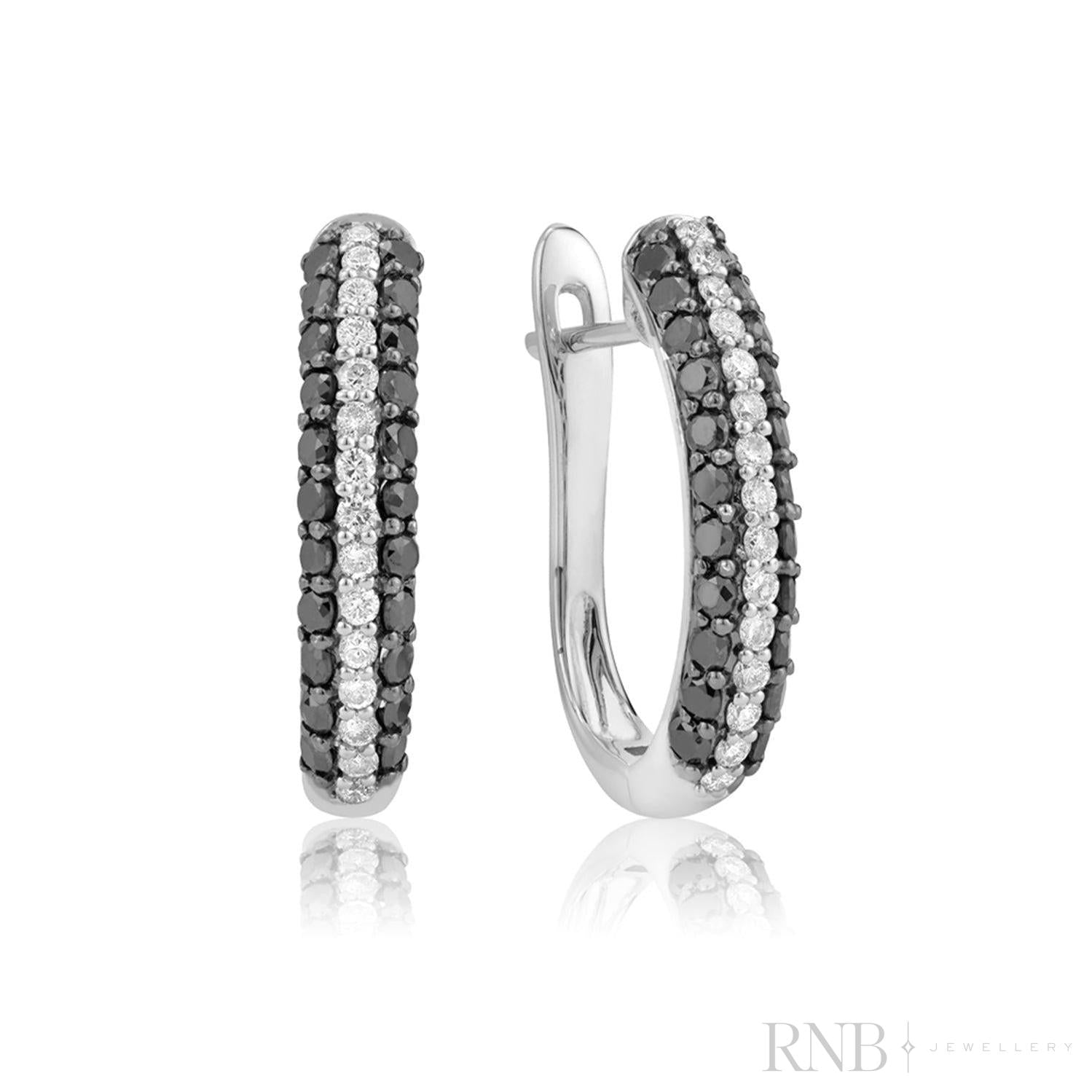 Black & White Diamond Earrings-RNB Jewellery