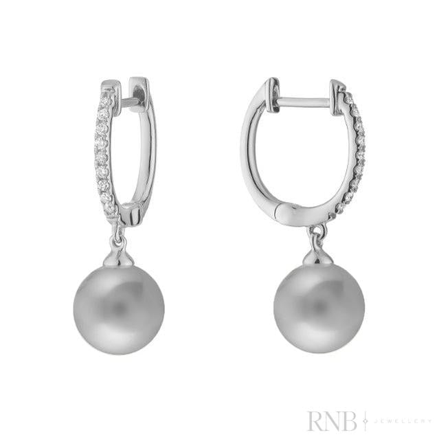 Cultured  Pearl & Diamond Dangle Earrings