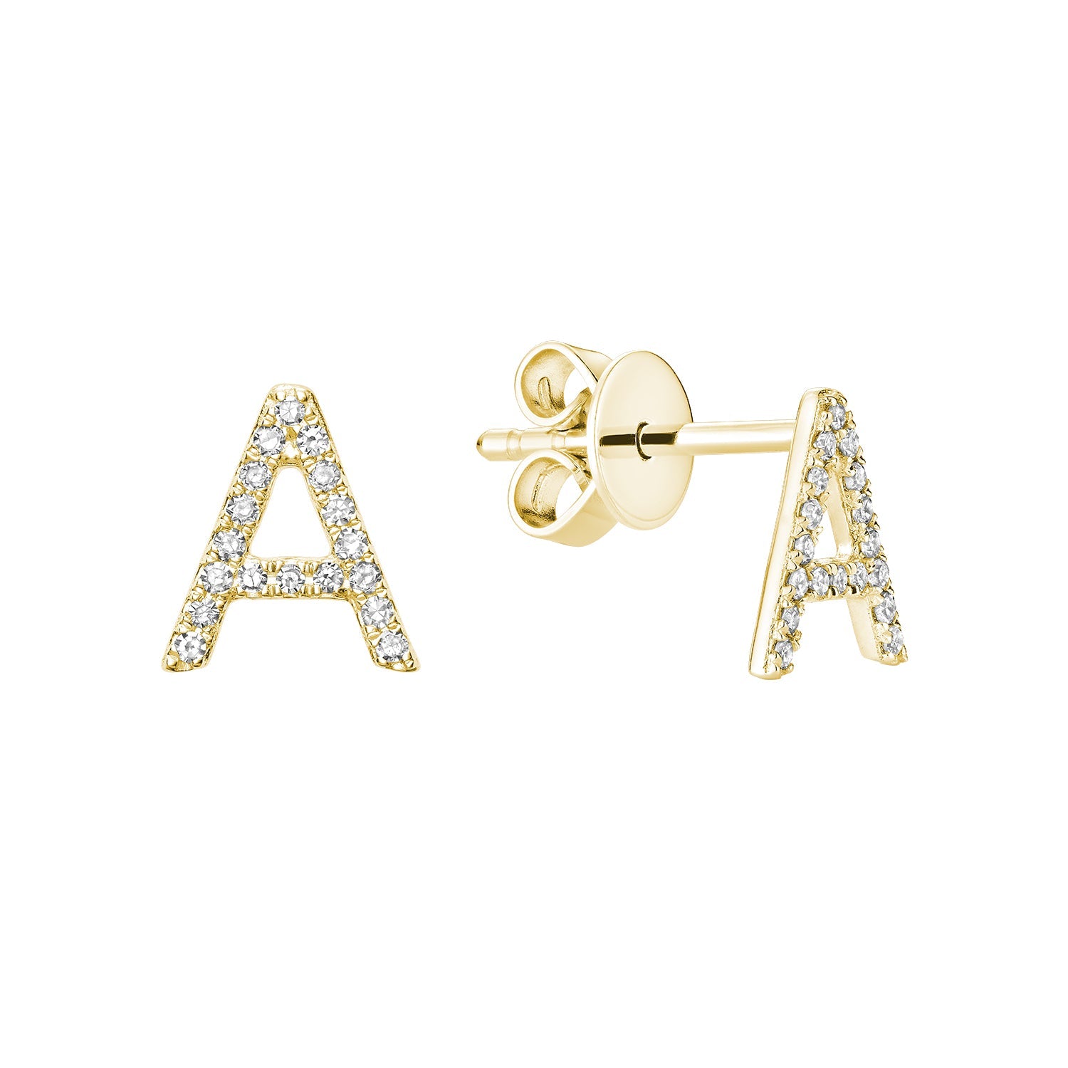 Diamond Initial Stud Earrings (Single)