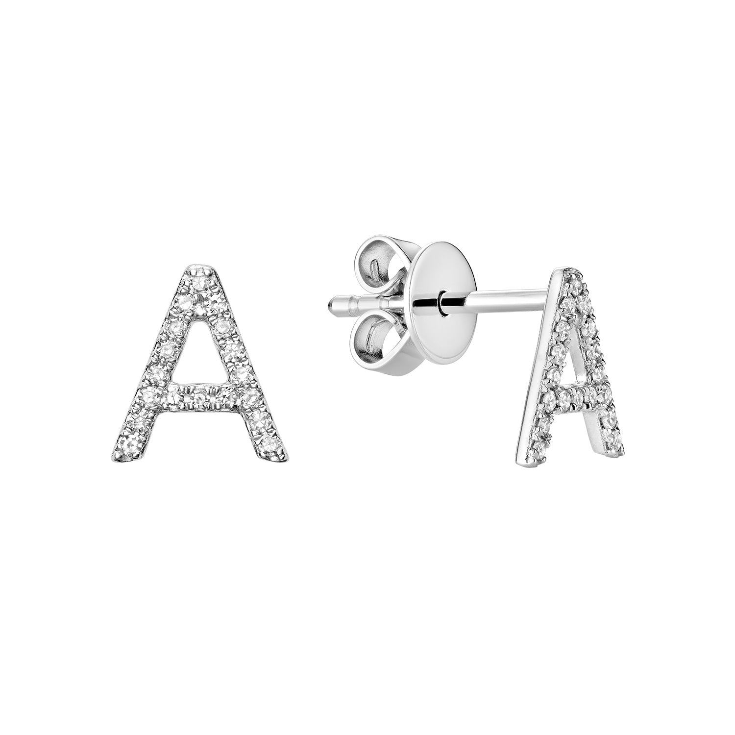 Diamond Initial Stud Earrings (Single)