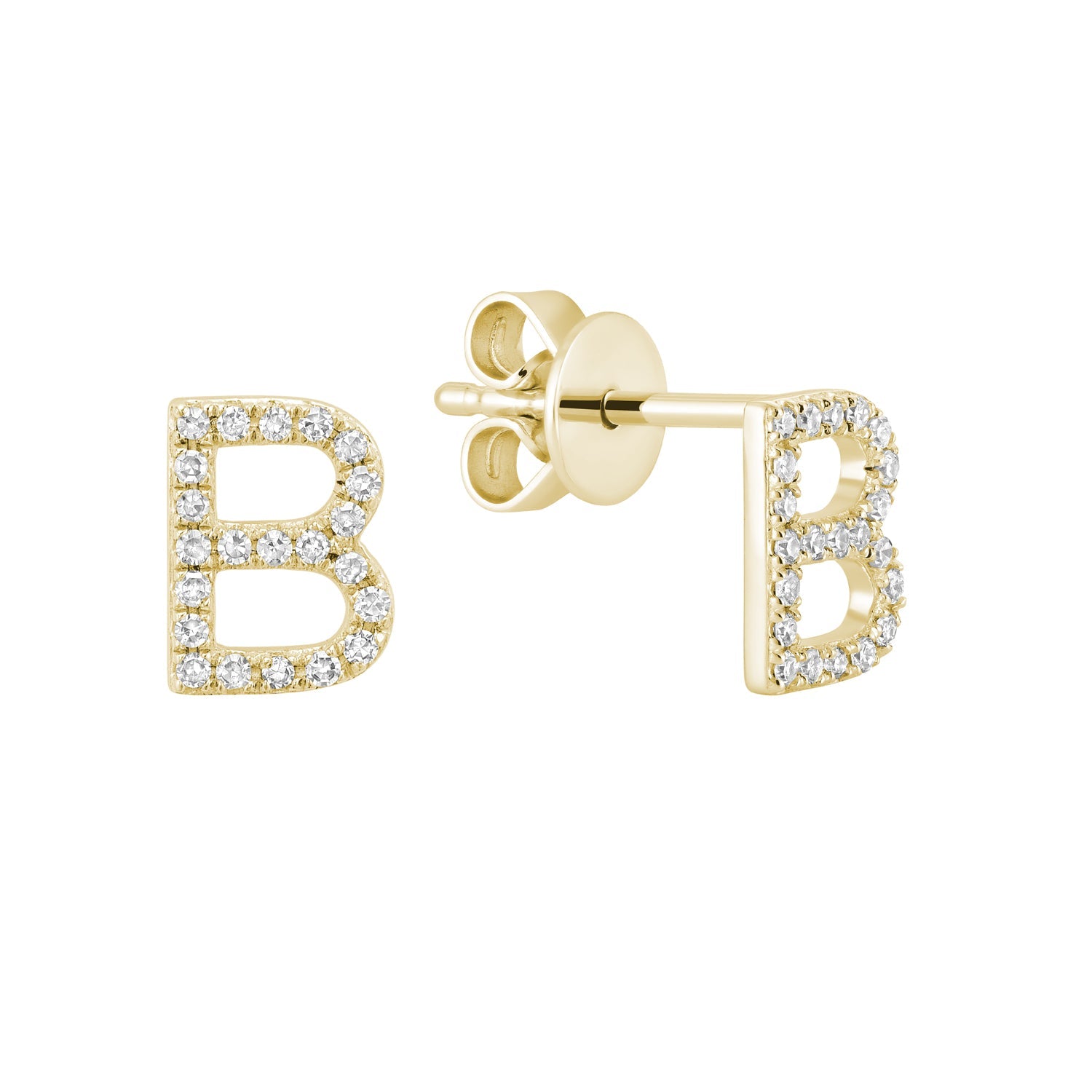 Diamond Initial Stud Earrings (Single)