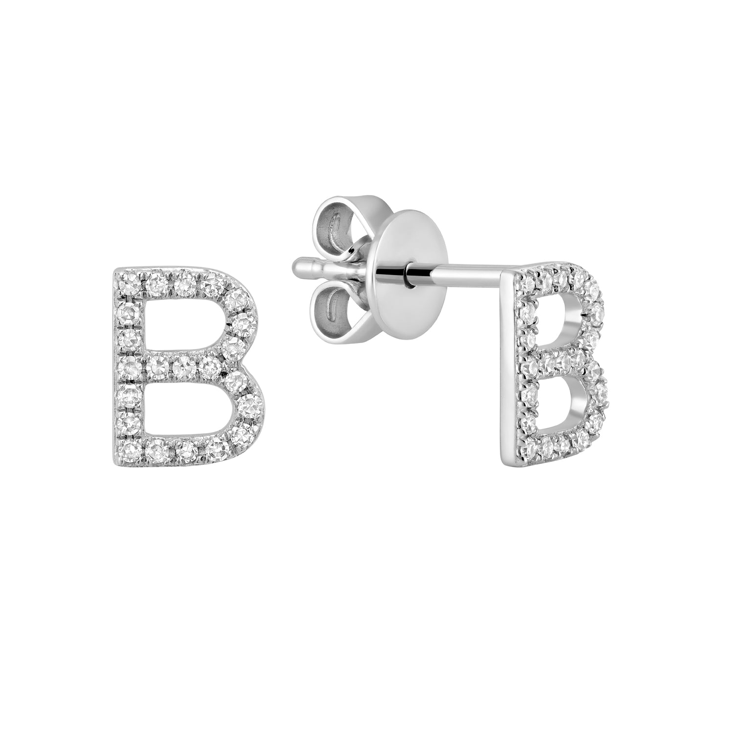 Diamond Initial Stud Earrings (Single)