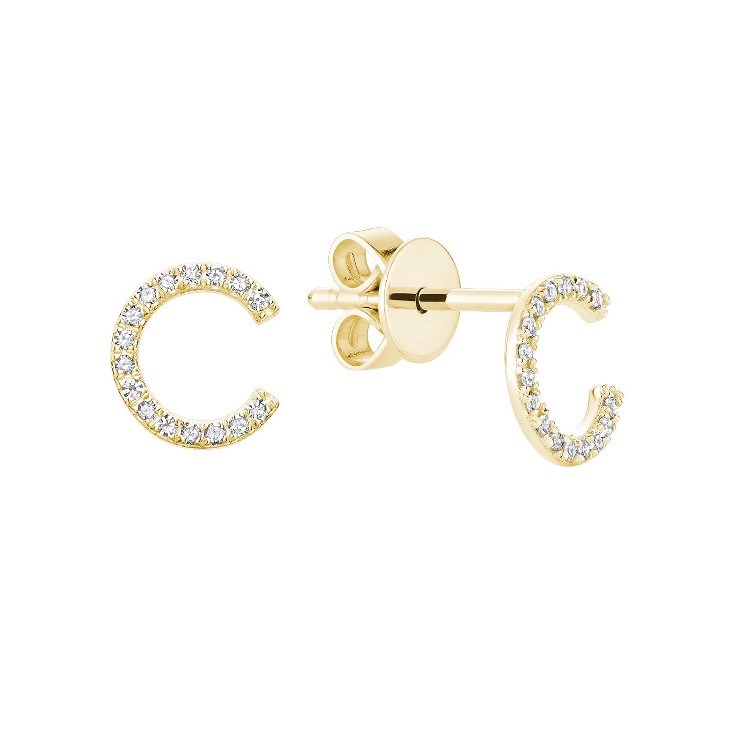 Diamond Initial Stud Earrings (Single)