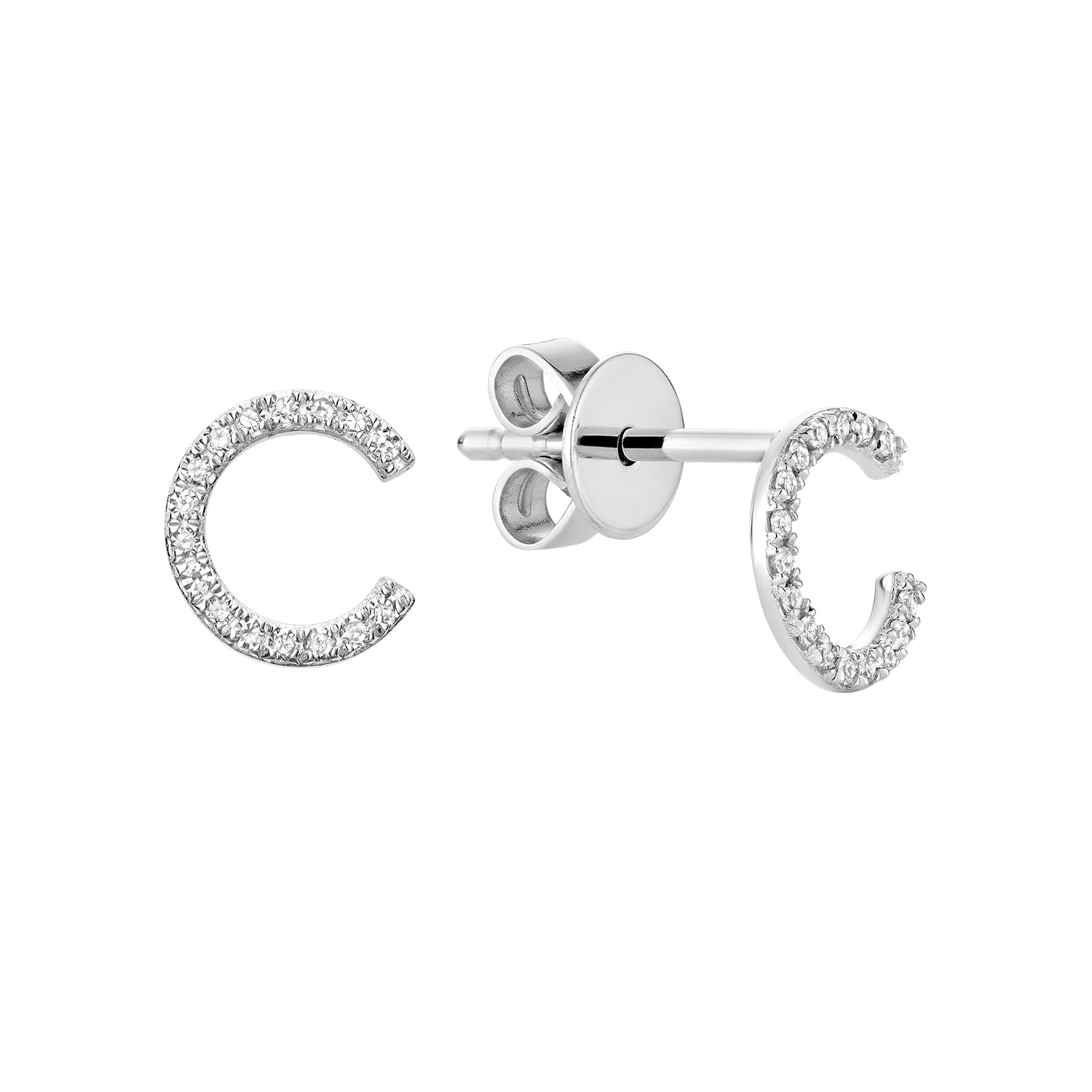 Diamond Initial Stud Earrings (Single)