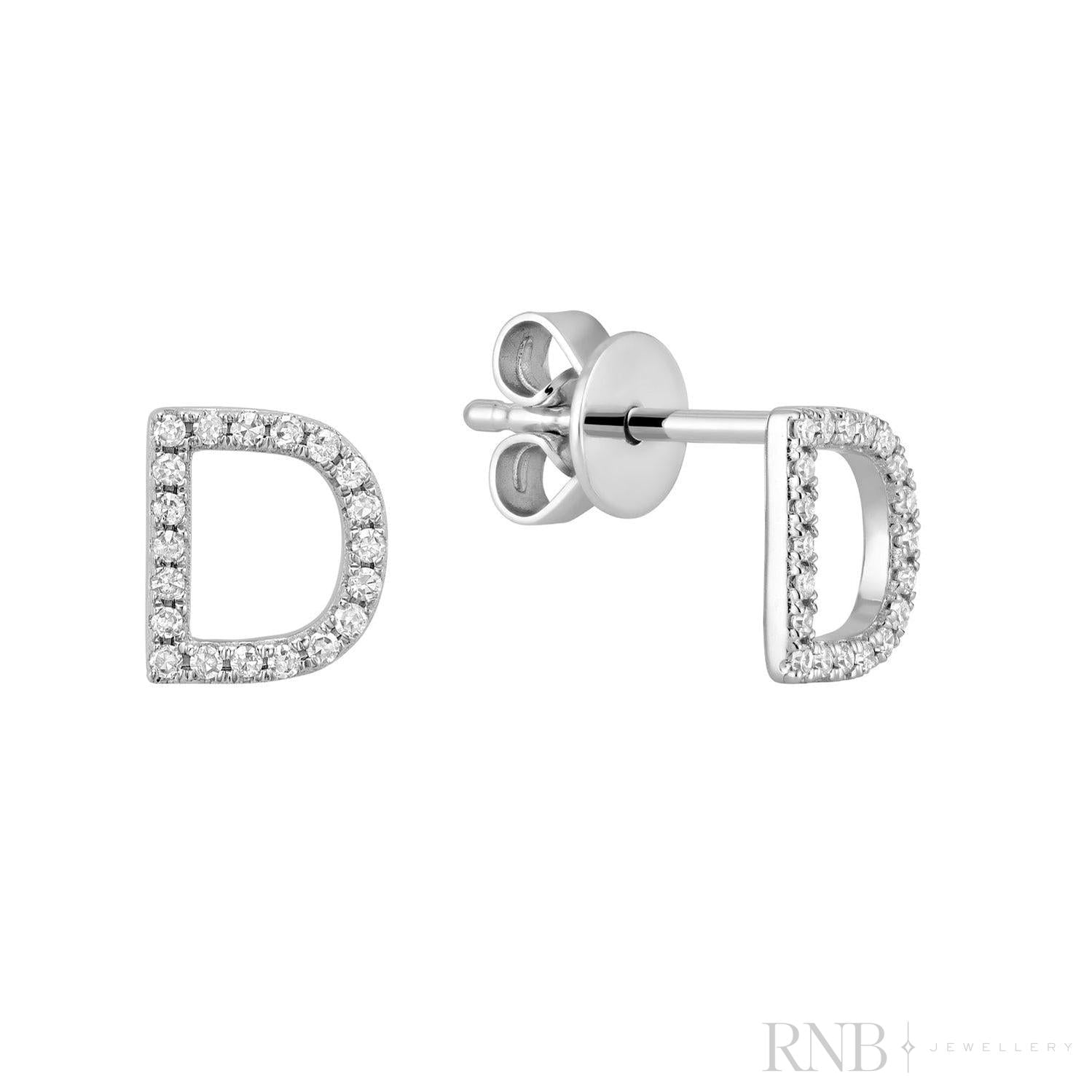 Diamond Initial Stud Earrings (Single)-RNB Jewellery