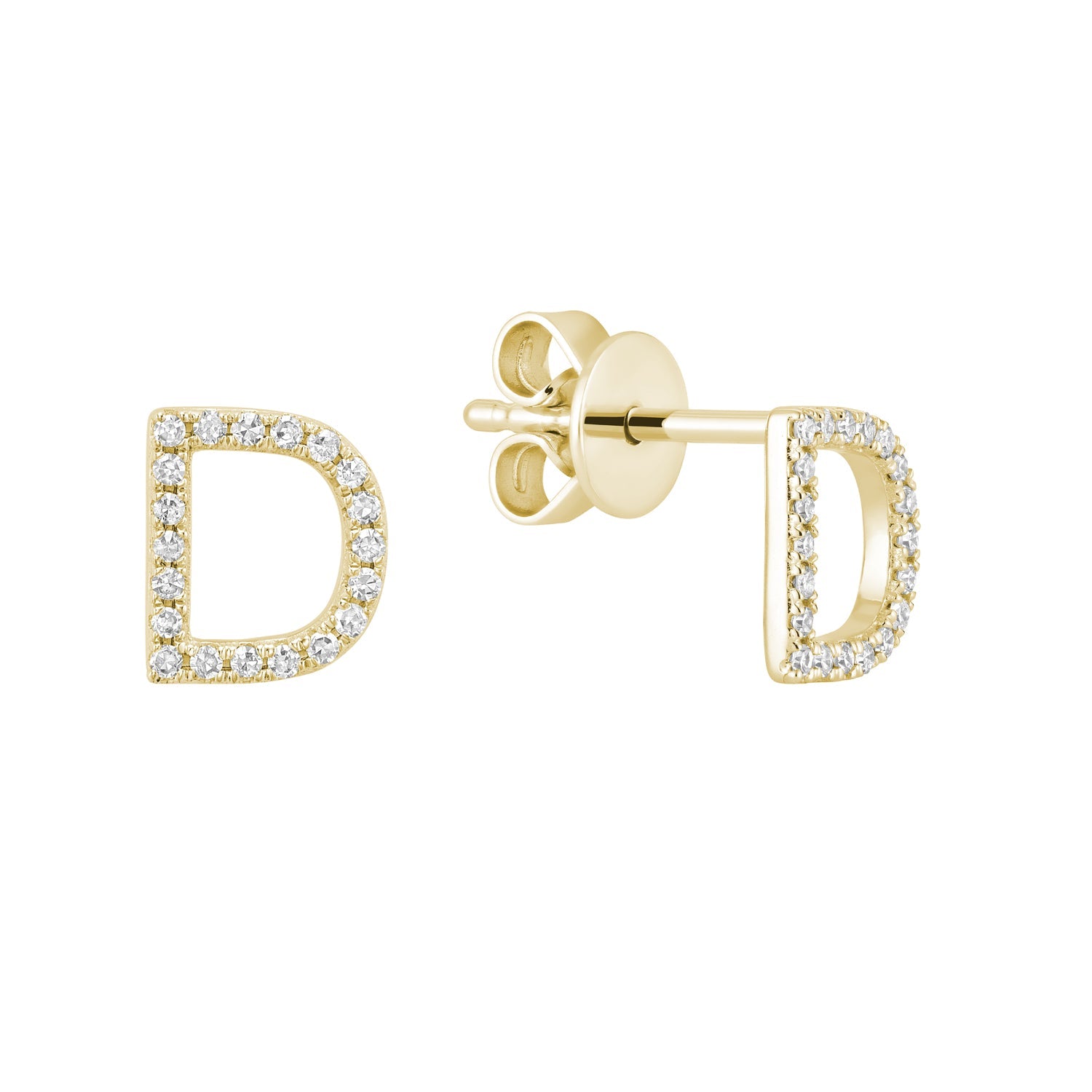 Diamond Initial Stud Earrings (Single)