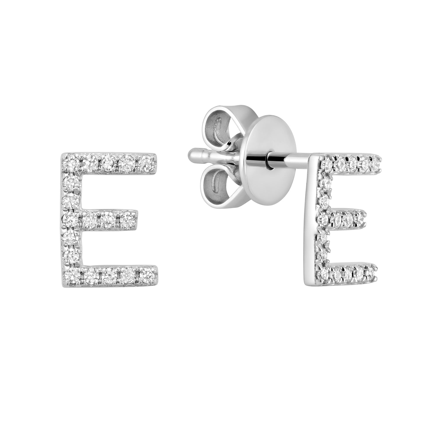 Diamond Initial Stud Earrings (Single)