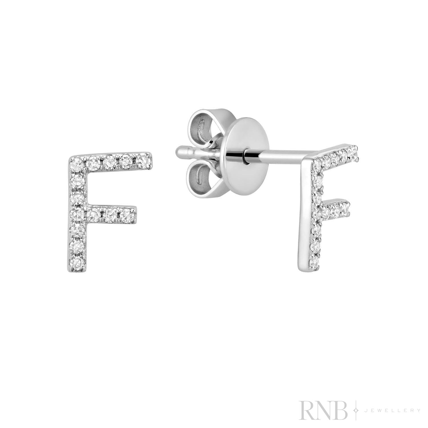 Diamond Initial Stud Earrings (Single)-RNB Jewellery