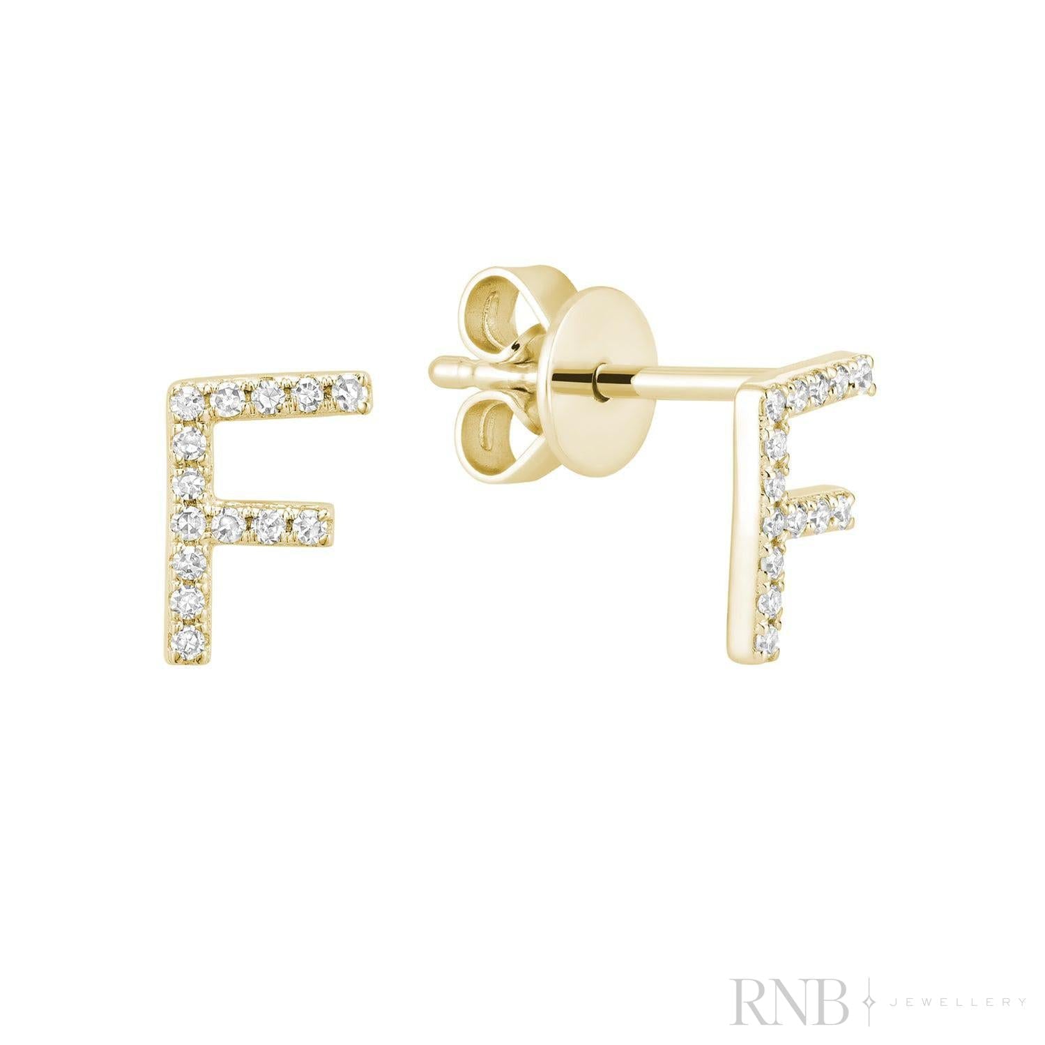 Diamond Initial Stud Earrings (Single)-RNB Jewellery