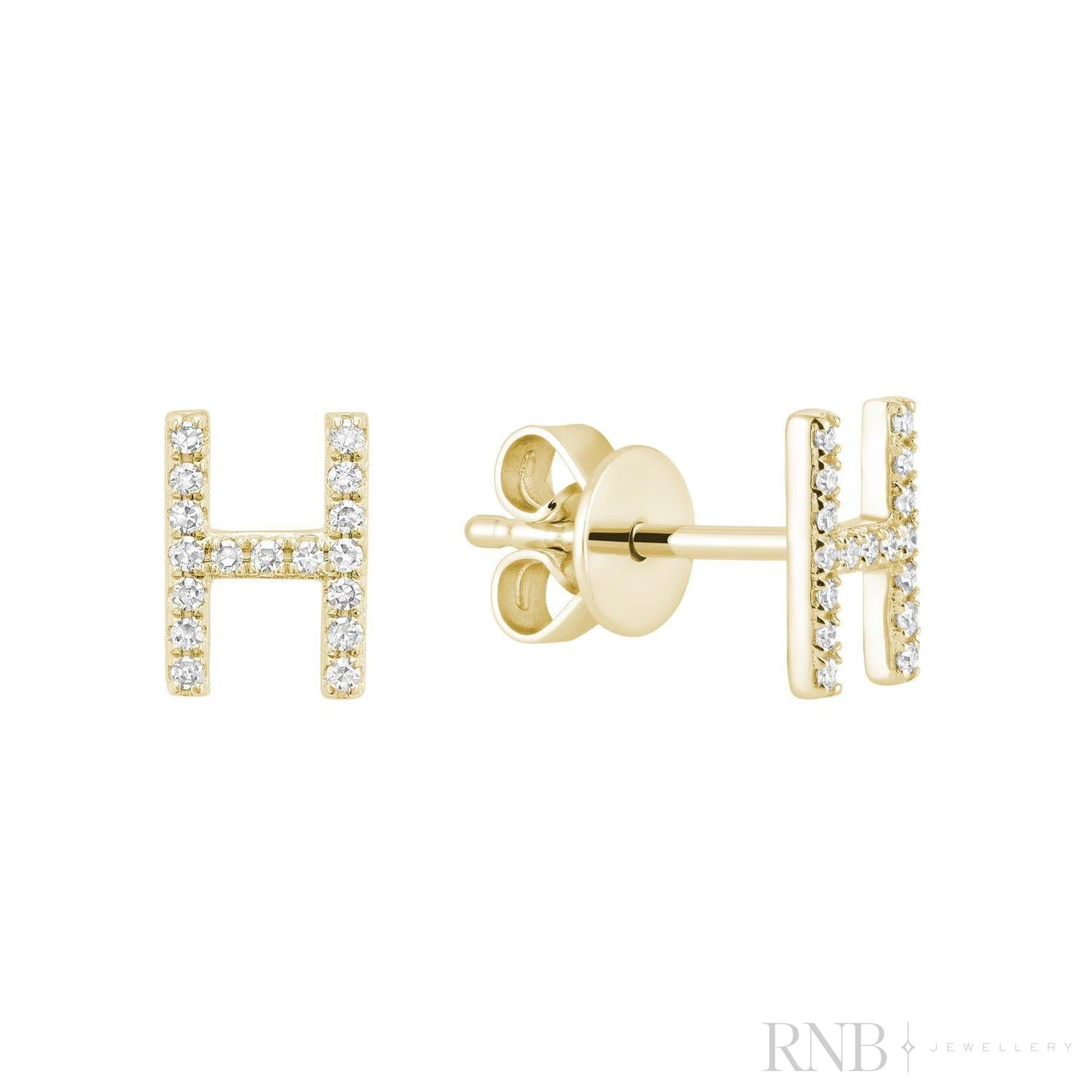 Diamond Initial Stud Earrings (Single)-RNB Jewellery