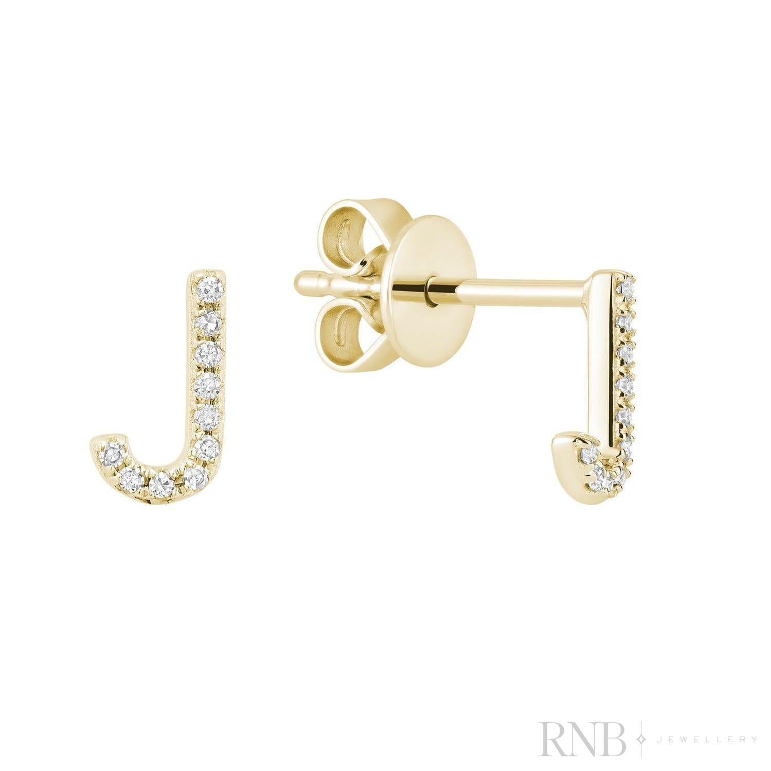 Diamond Initial Stud Earrings (Single)-RNB Jewellery