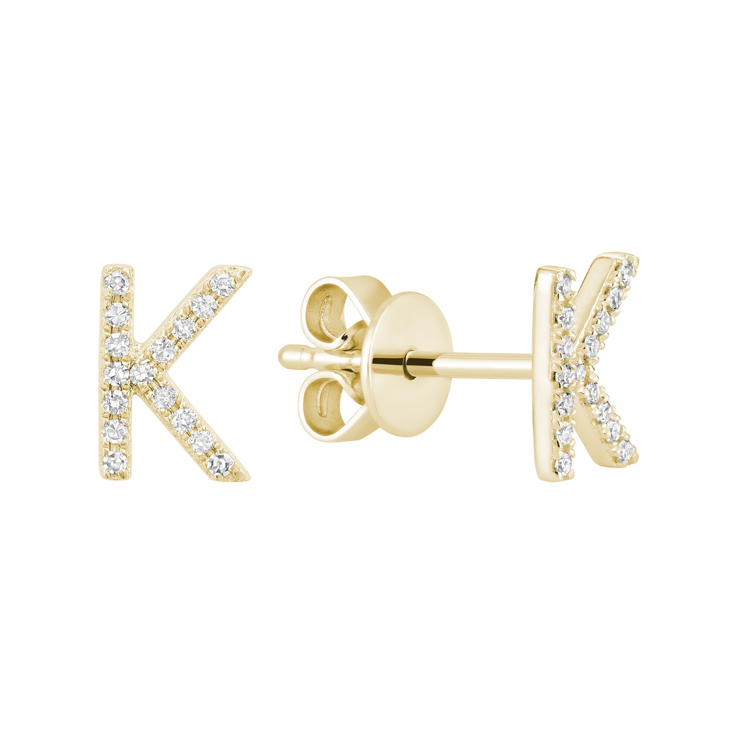 Diamond Initial Stud Earrings (Single)