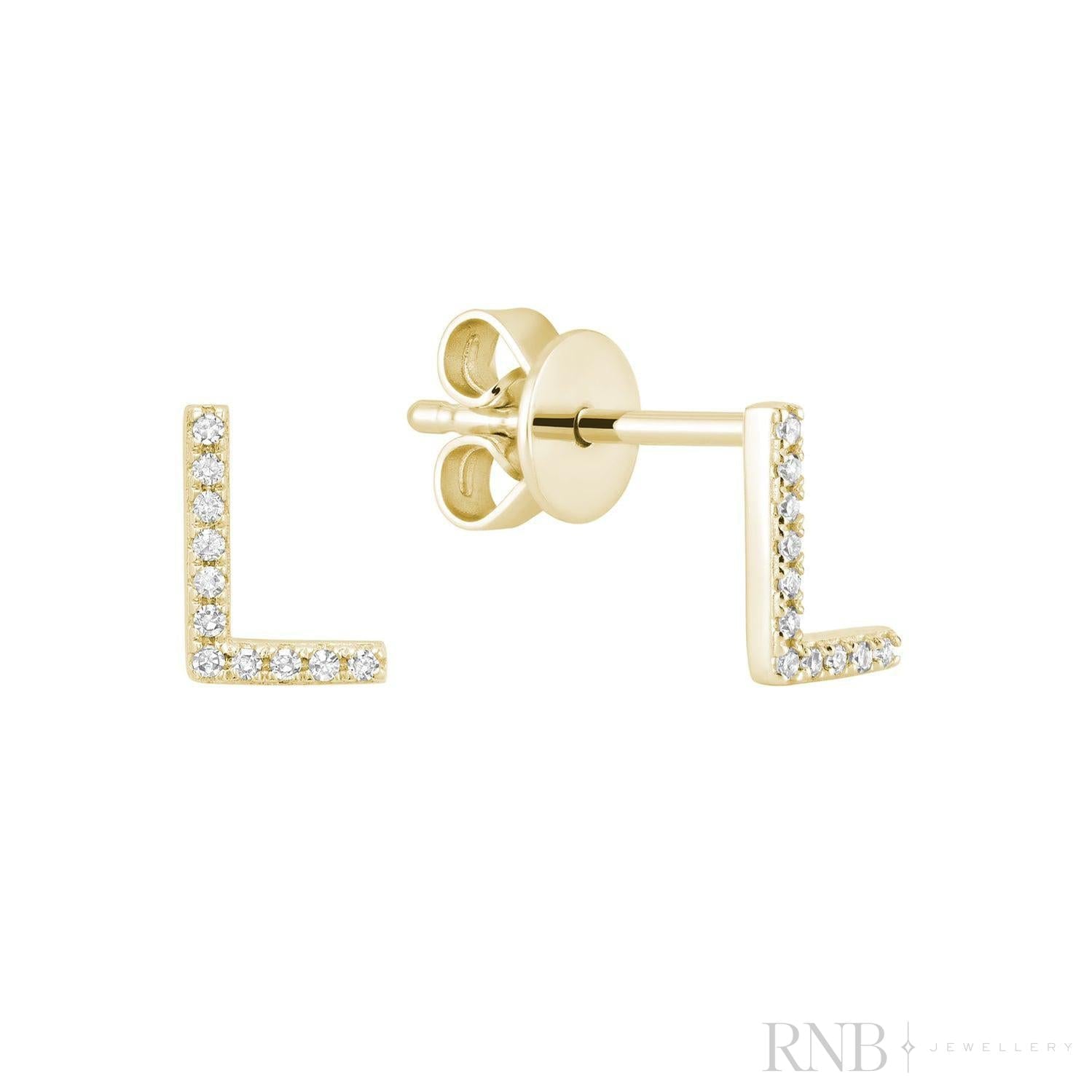 Diamond Initial Stud Earrings (Single)-RNB Jewellery