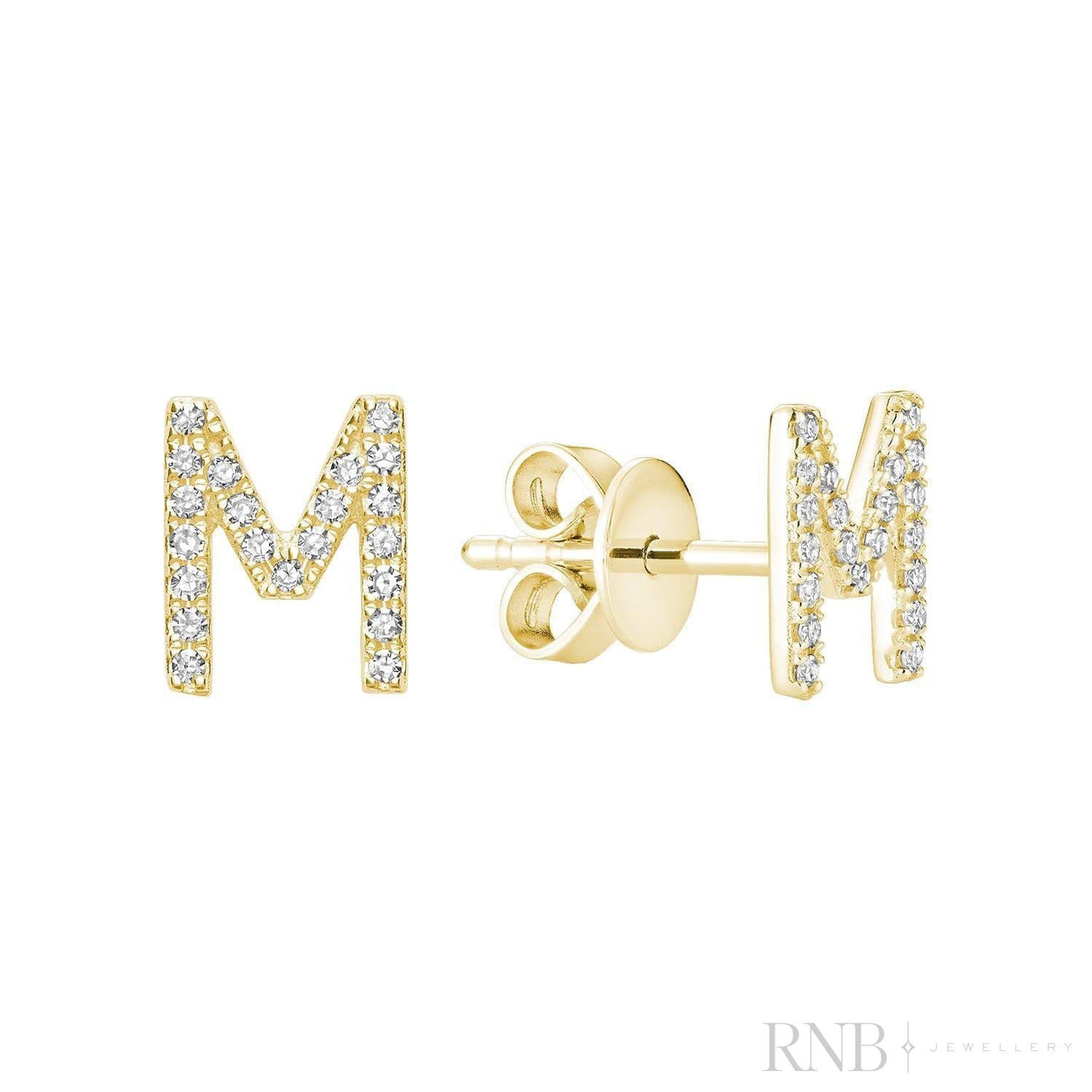 Diamond Initial Stud Earrings (Single)-RNB Jewellery