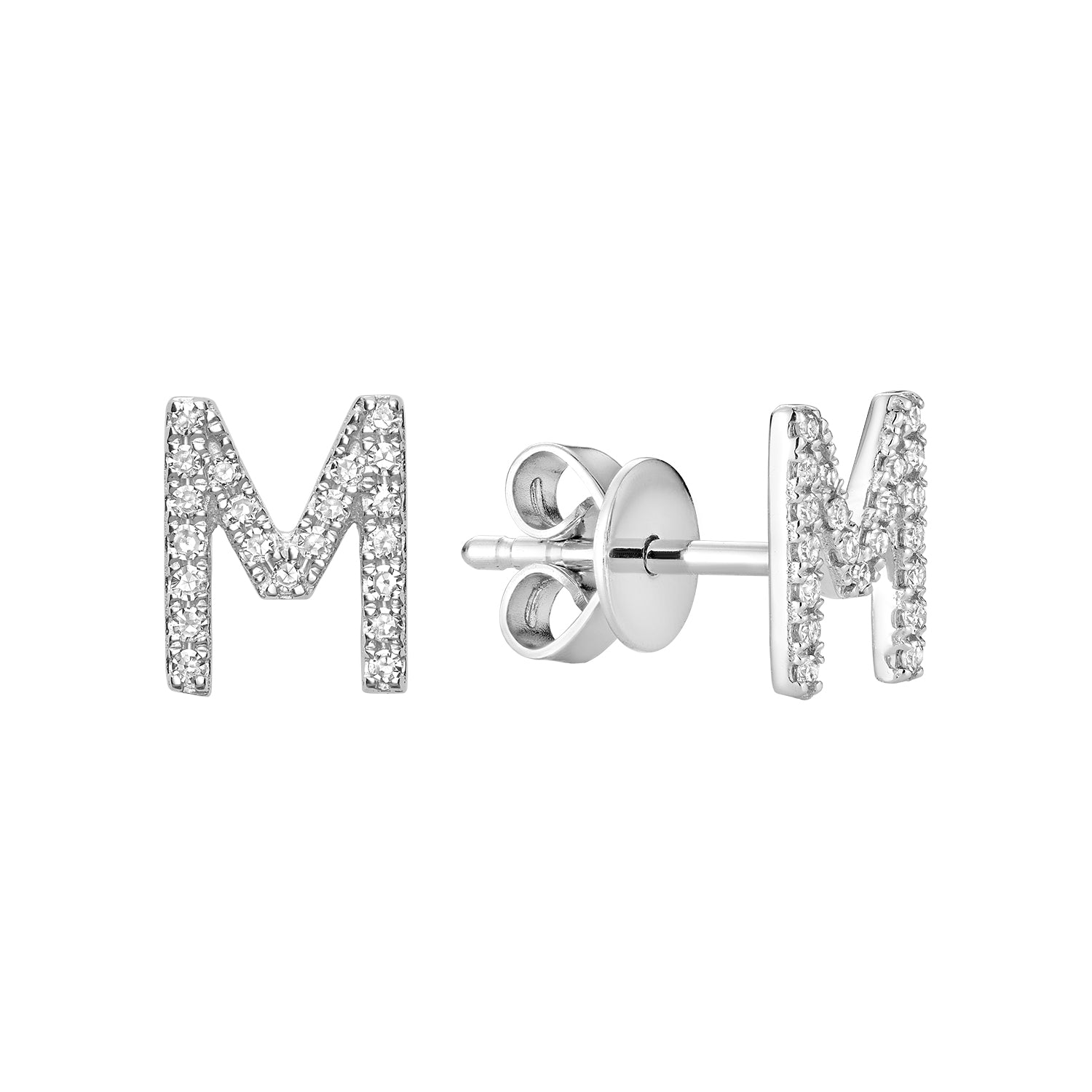 Diamond Initial Stud Earrings (Single)