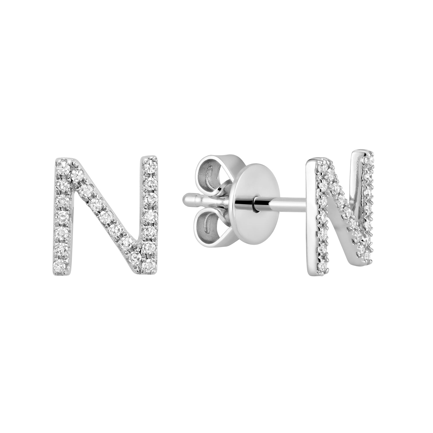 Diamond Initial Stud Earrings (Single)