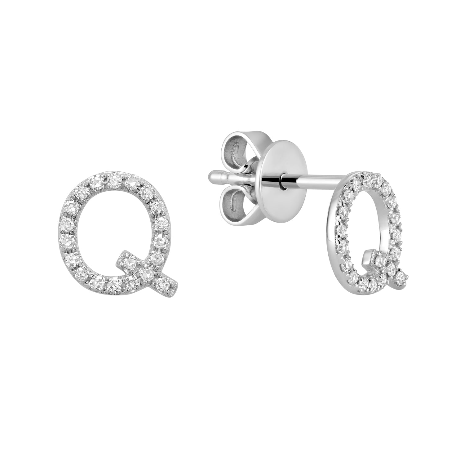 Diamond Initial Stud Earrings (Single)