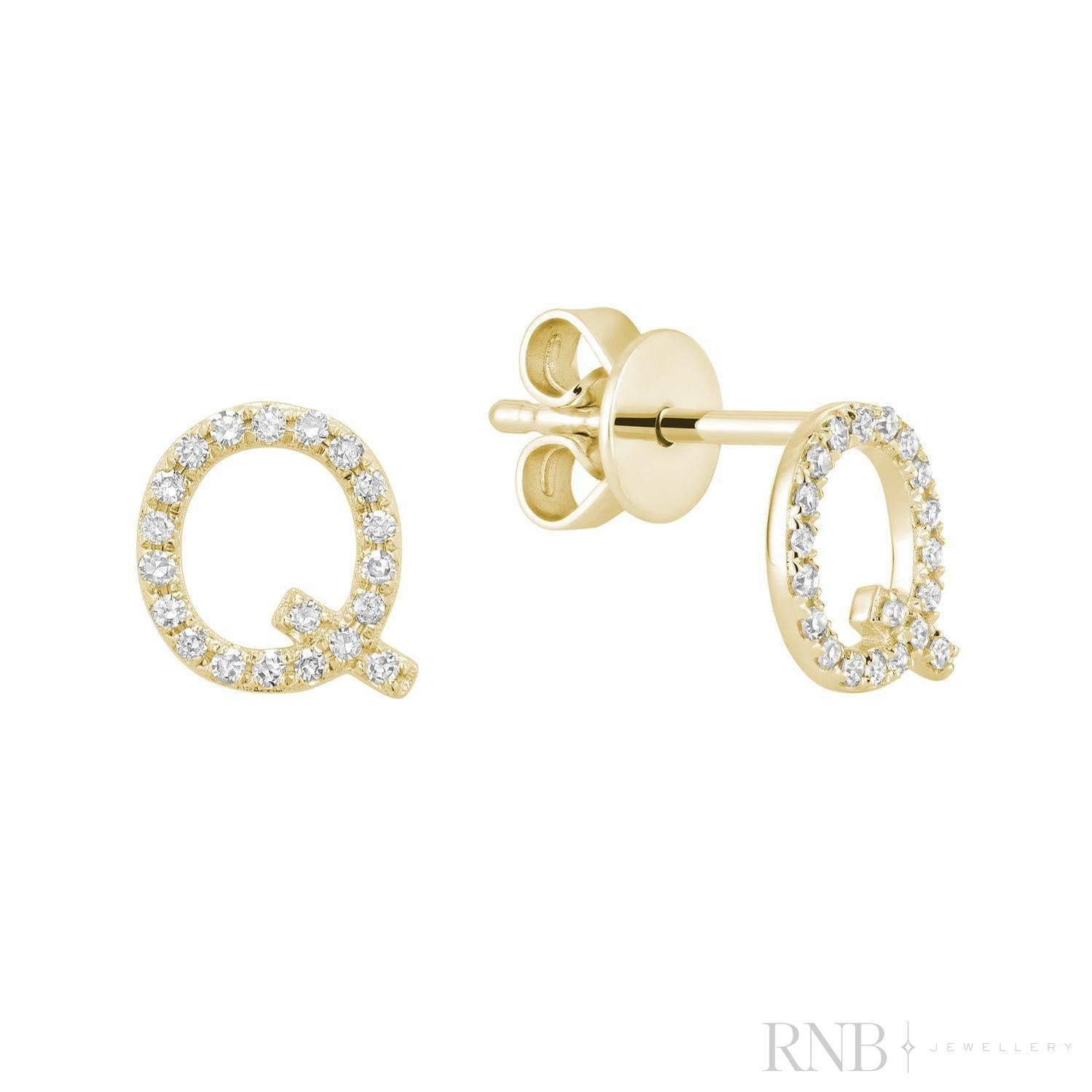 Diamond Initial Stud Earrings (Single)-RNB Jewellery