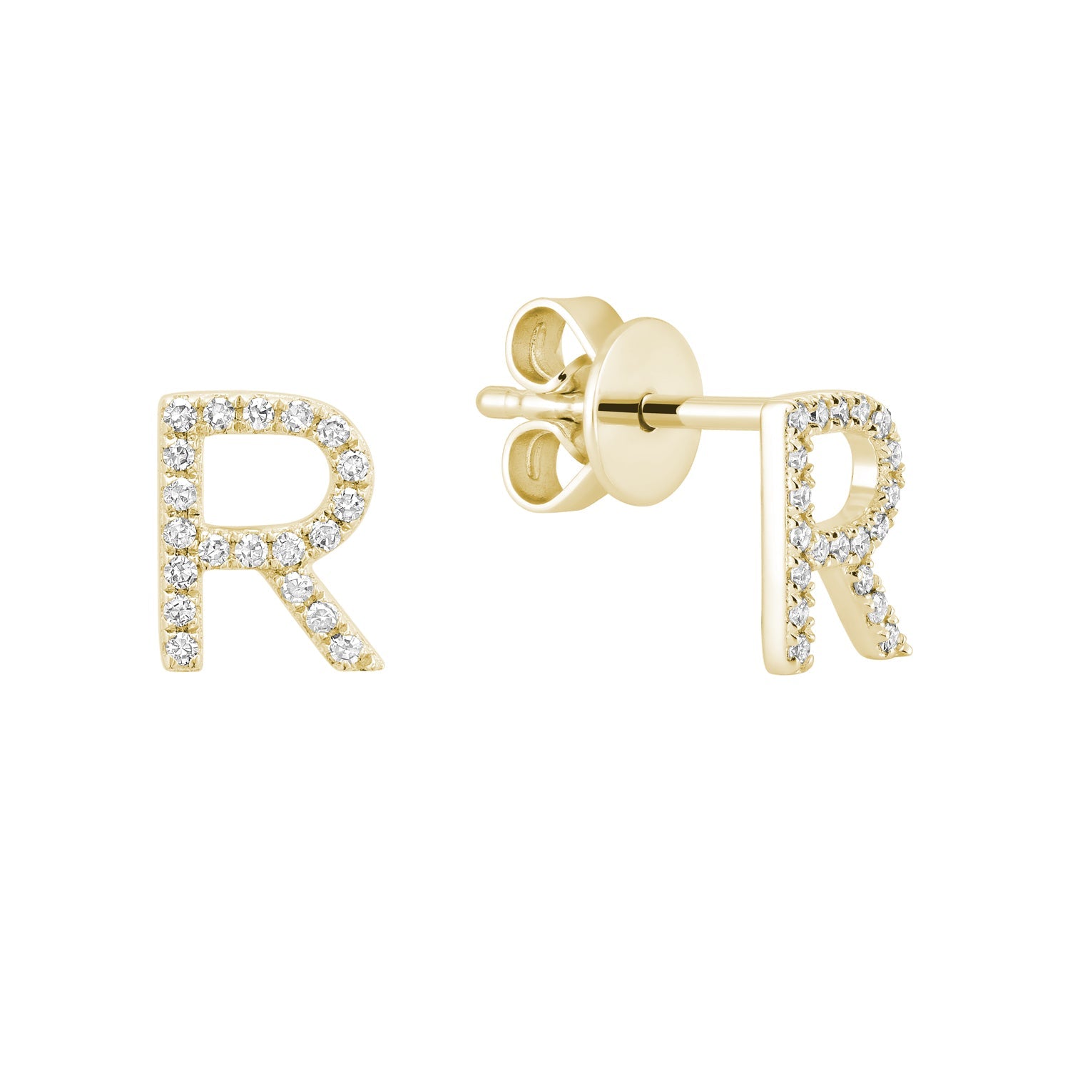 Diamond Initial Stud Earrings (Single)