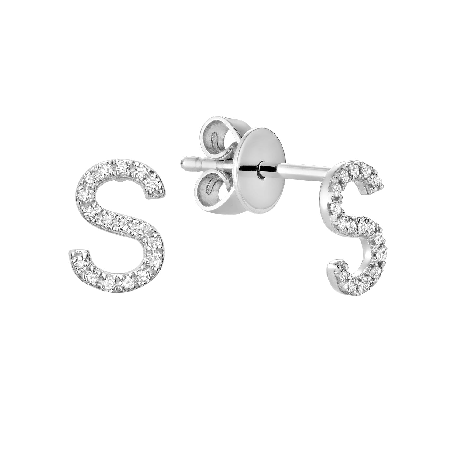 Diamond Initial Stud Earrings (Single)