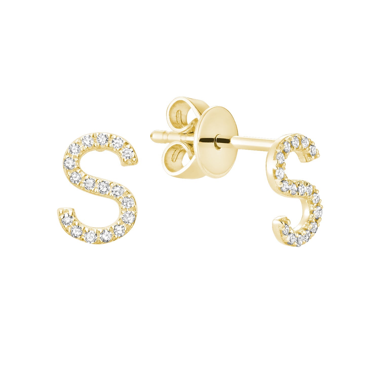 Diamond Initial Stud Earrings (Single)