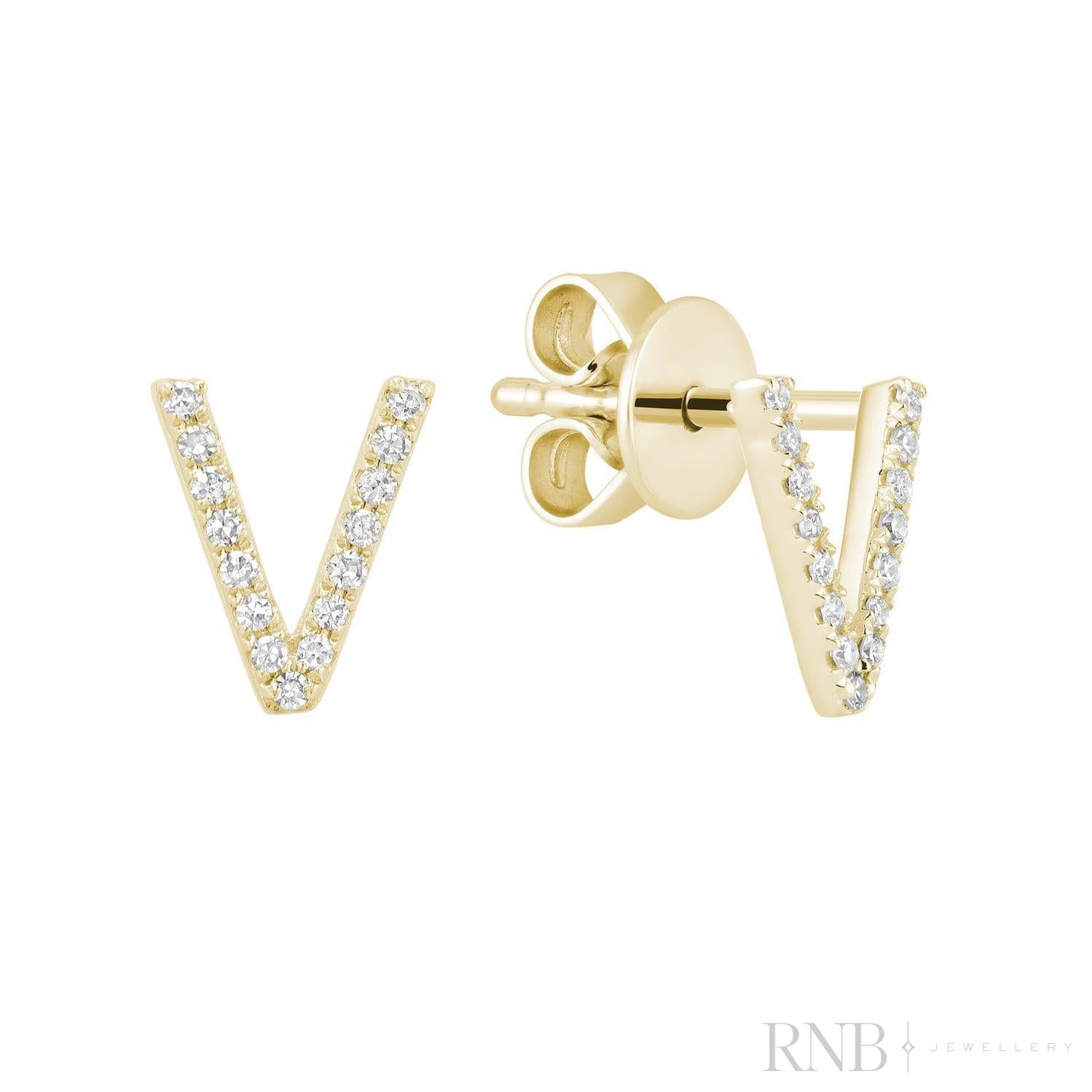 Diamond Initial Stud Earrings (Single)-RNB Jewellery