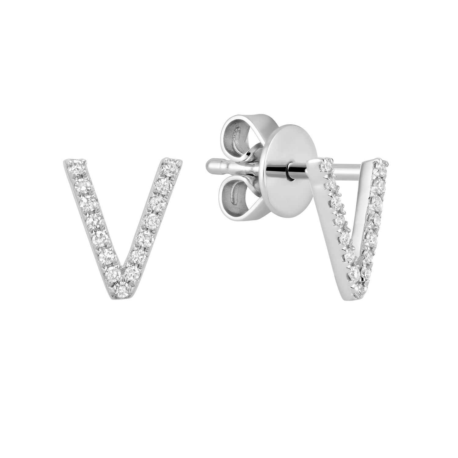 Diamond Initial Stud Earrings (Single)