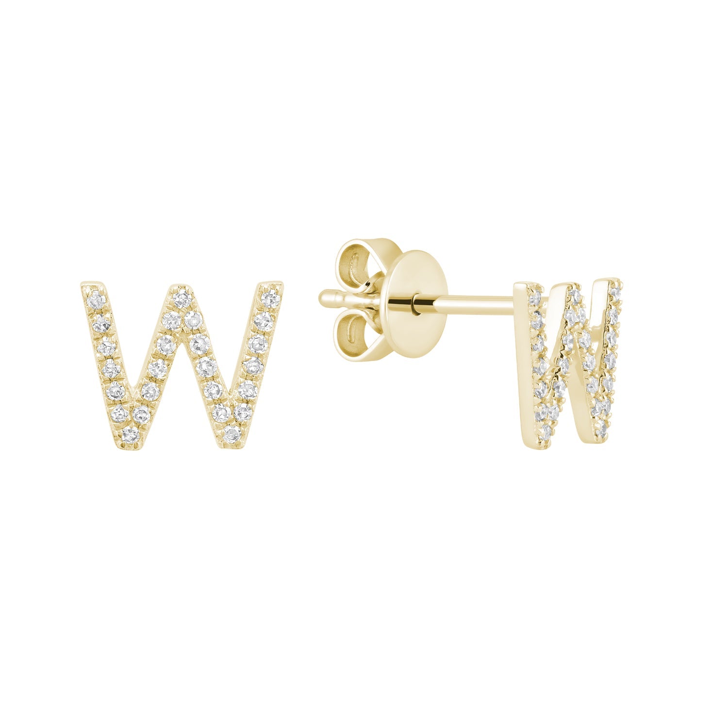 Diamond Initial Stud Earrings (Single)