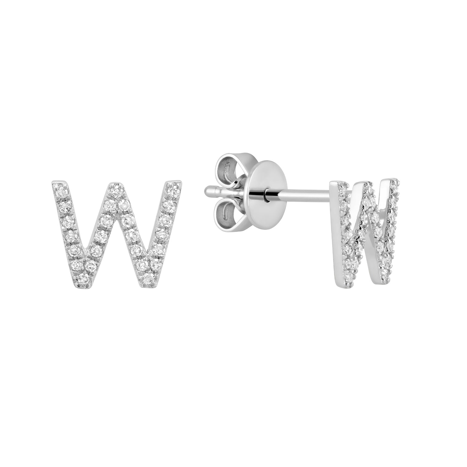 Diamond Initial Stud Earrings (Single)