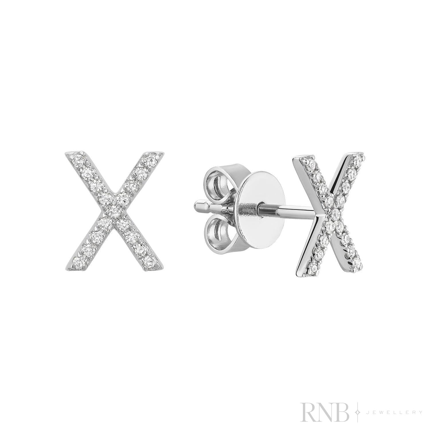 Diamond Initial Stud Earrings (Single)-RNB Jewellery